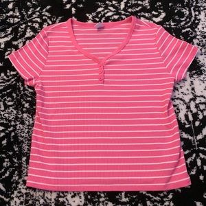 Pink and White Striped T-shirt Girls